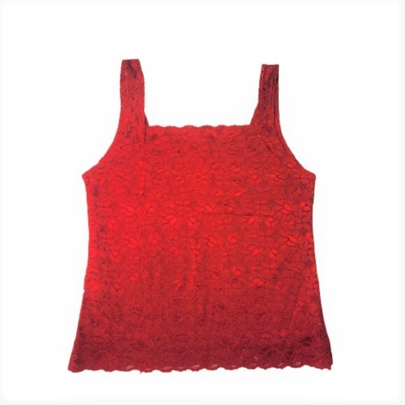 Red Lace Tank Top Lace Camisole Wide Straps Lace Top - Size M, Size XL - NEW - Picture 10 of 12